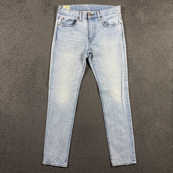 J Crew Jeans Mens 31x32 Blue 484 Slim Fit Stretch Light Wash Kurabo Japanese - Picture 1 of 16